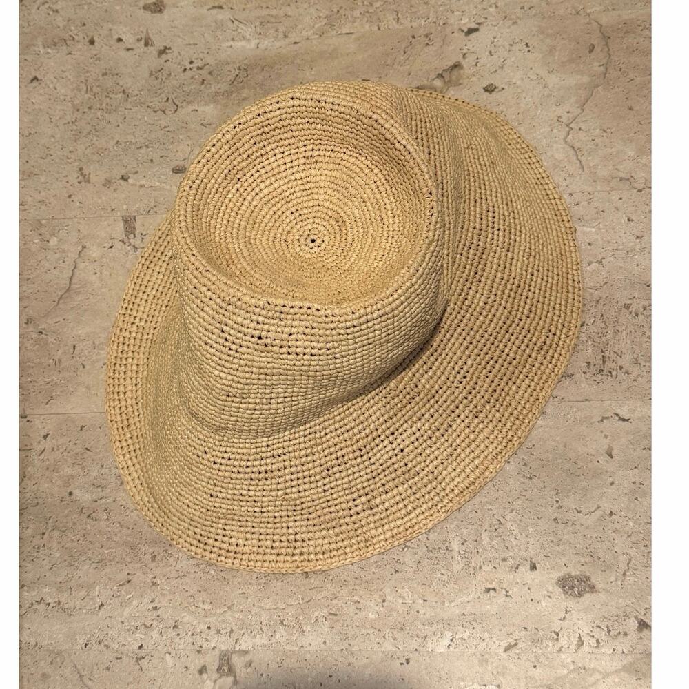 NEW Janessa Leone Felix Packable Bucket Hat Natural Raffia Straw Large - Picture 7 of 9